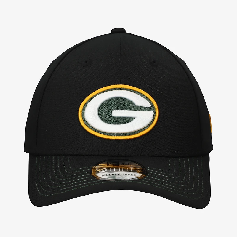 Casquette New Era noire Green Bay Packers Core Team 39THIRTY Flex pour homme