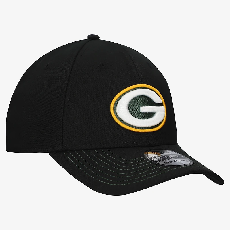 Casquette New Era noire Green Bay Packers Core Team 39THIRTY Flex pour homme
