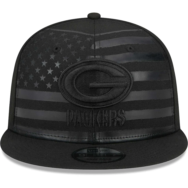 Men's New Era Black Green Bay Packers Independent 9FIFTY Snapback Hat