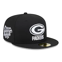 Casquette ajustée 59FIFTY Main Patch New Era pour hommes, noir, Green Bay Packers