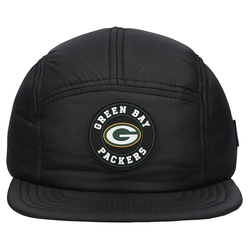 Men's New Era Black Green Bay Packers Quilted Camper Adjustable Hat