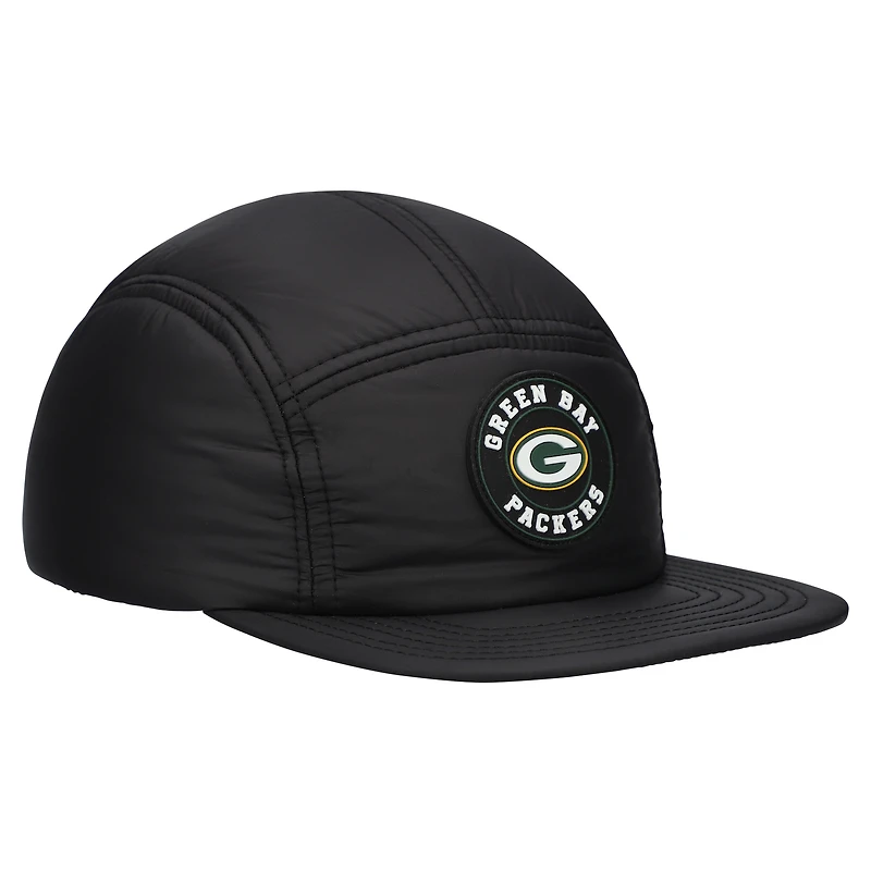 Men's New Era Black Green Bay Packers Quilted Camper Adjustable Hat