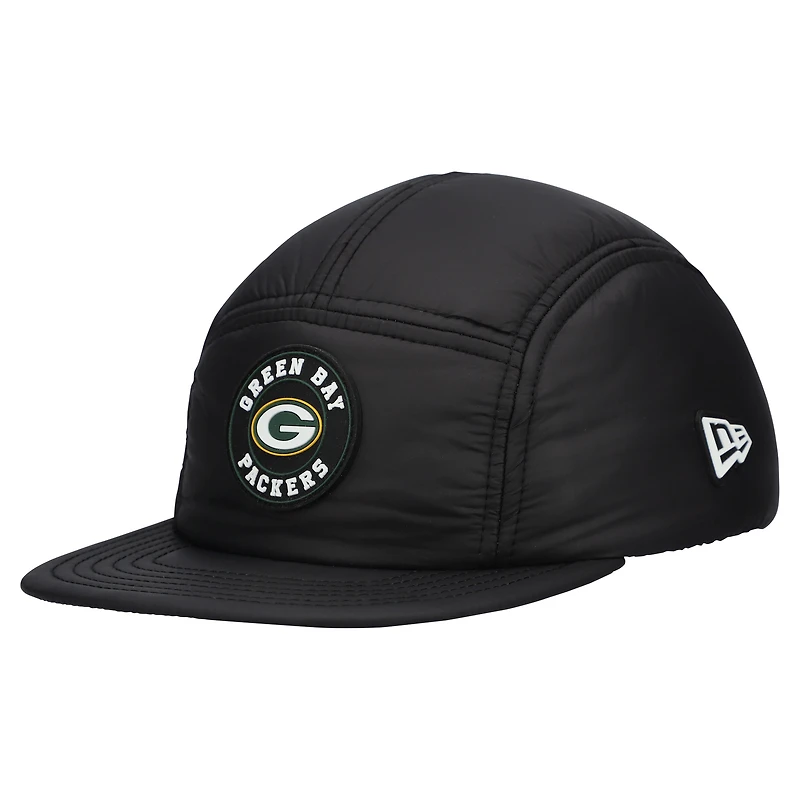 Men's New Era Black Green Bay Packers Quilted Camper Adjustable Hat