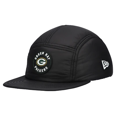 Men's New Era  Black Green Bay Packers Quilted Camper Adjustable Hat
