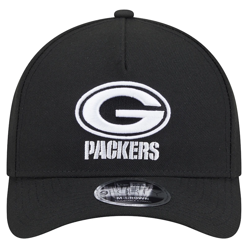 Casquette ajustable 9FORTY M-Crown A-Frame noire New Era pour homme, collection Team Packers