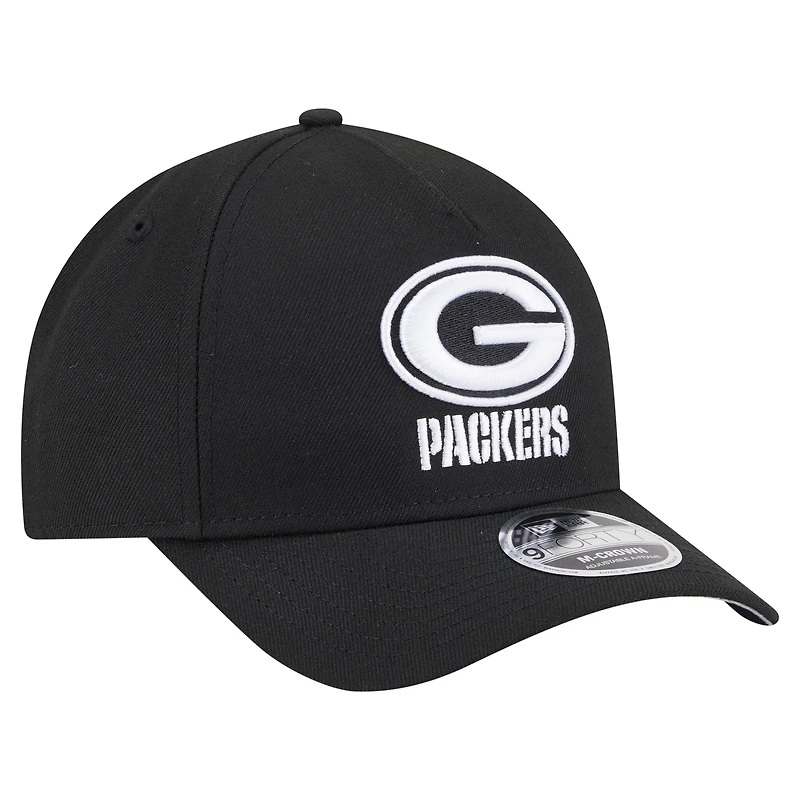 Casquette ajustable 9FORTY M-Crown A-Frame noire New Era pour homme, collection Team Packers