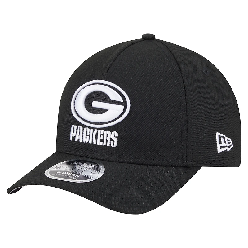 Casquette ajustable 9FORTY M-Crown A-Frame noire New Era pour homme, collection Team Packers