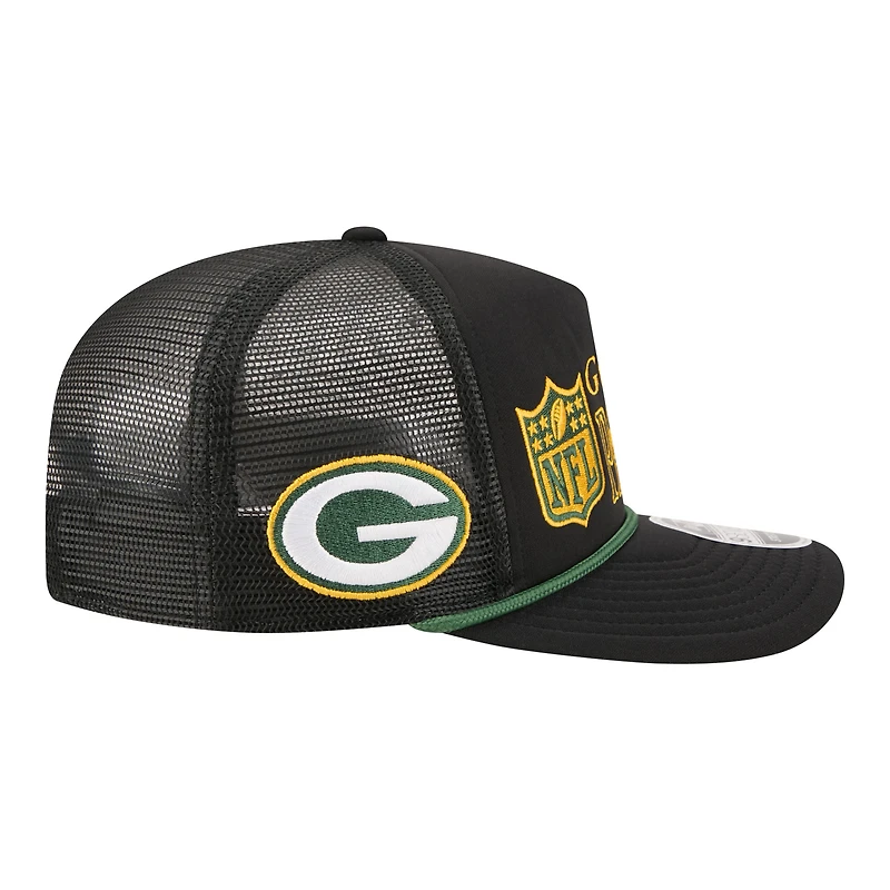 Men's New Era Black Green Bay Packers Throwback Foam 19TWENTY Adjustable Hat