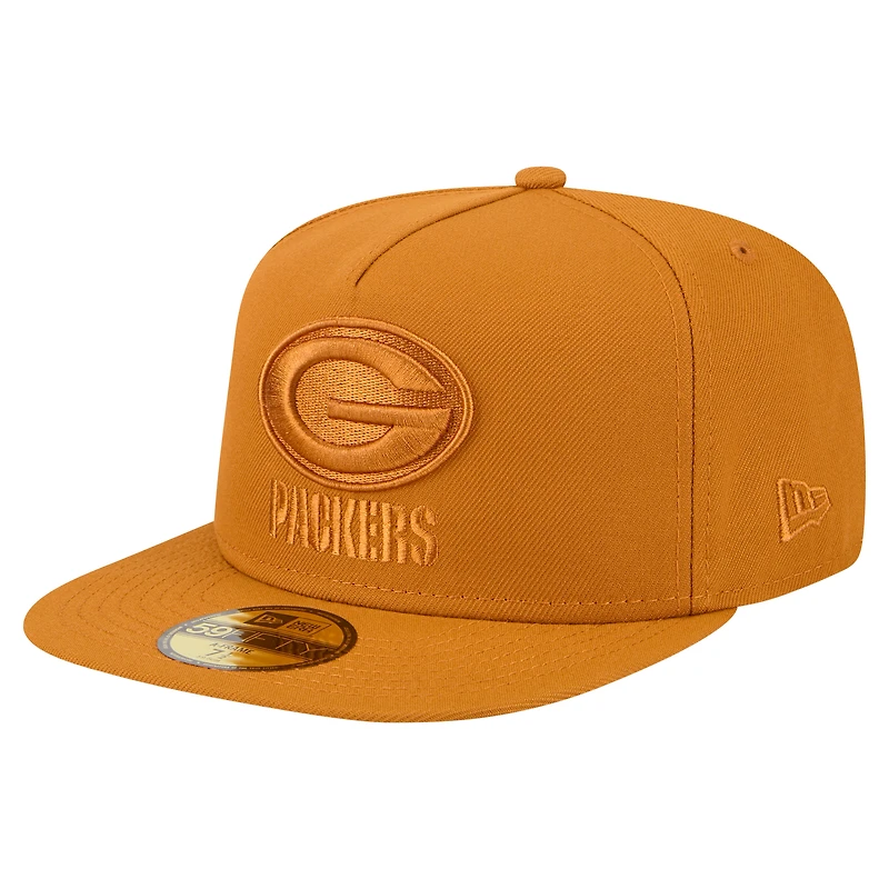 Casquette ajustée A-Frame 59FIFTY pour homme New Era marron avec logo des Packers de Green Bay