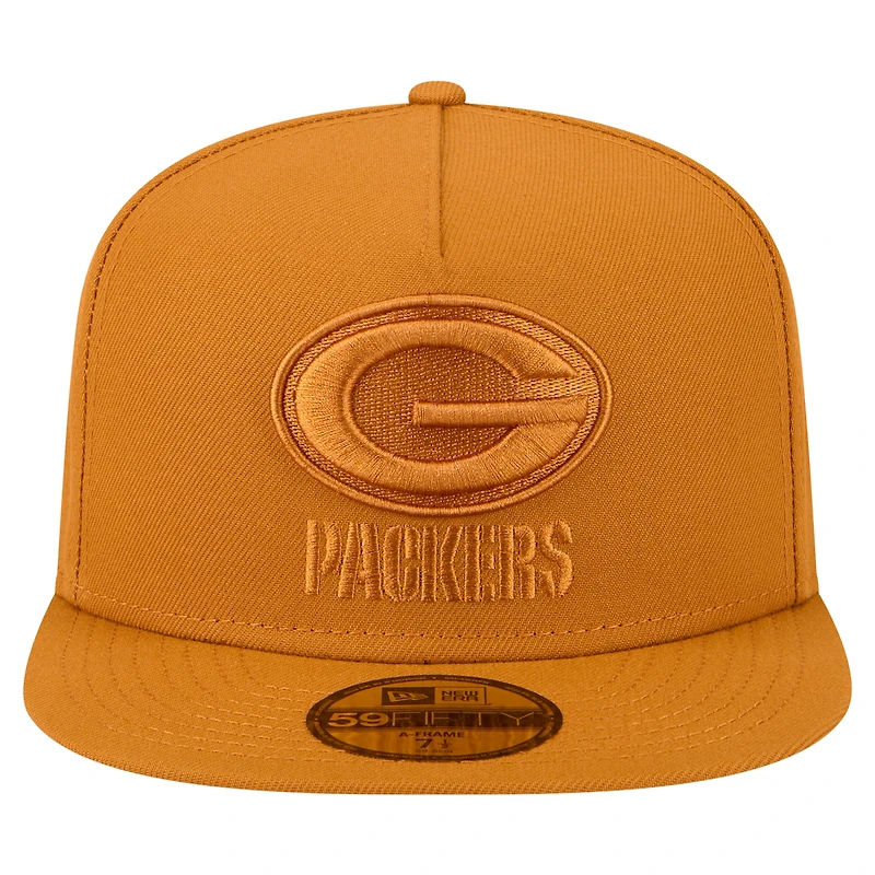 Casquette ajustée A-Frame 59FIFTY pour homme New Era marron avec logo des Packers de Green Bay