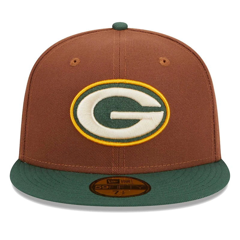 Men's New Era Brown Green Bay Packers Harvest  59FIFTY Fitted Hat