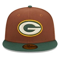 Men's New Era Brown Green Bay Packers Harvest  59FIFTY Fitted Hat