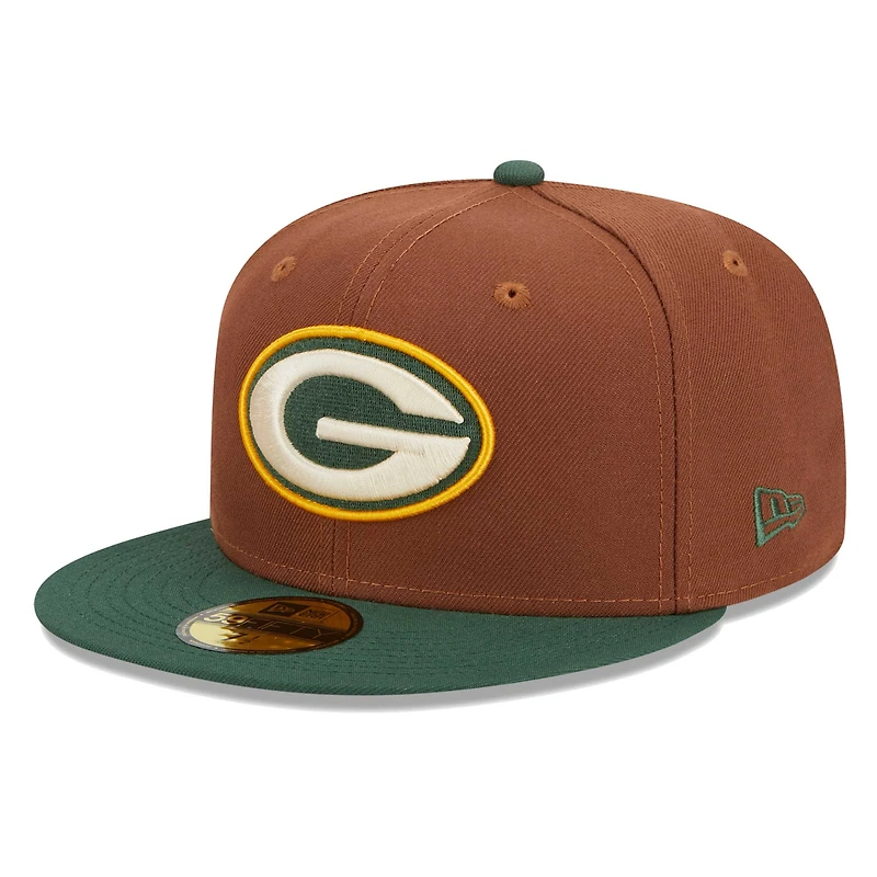 Men's New Era Brown Green Bay Packers Harvest 59FIFTY Fitted Hat