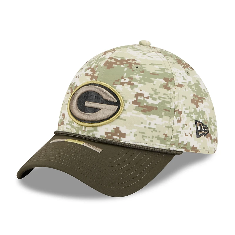 Men's New Era Camo/Dark Green Bay Packers 2025 Salute to Service 39THIRTY Flex Hat