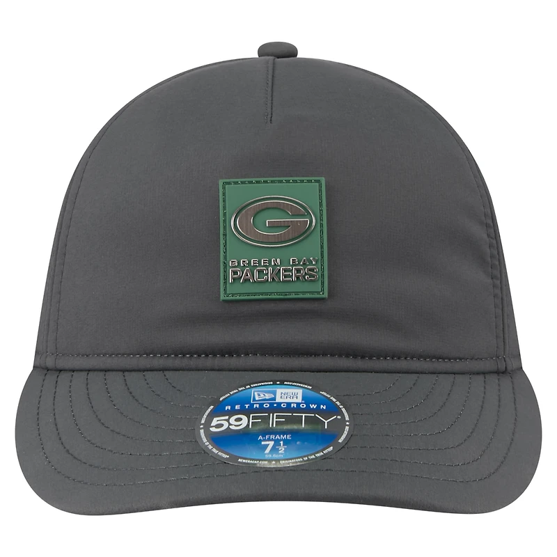 Men's New Era Charcoal Green Bay Packers 2025 Sideline Cold Weather Retro Crown 59FIFTY Fitted Hat