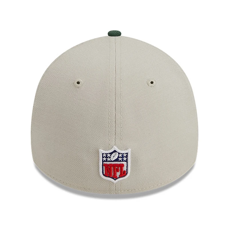 Casquette Flex New Era pour homme, crème/vert Green Bay Packers 2023 Sideline Historic 39THIRTY