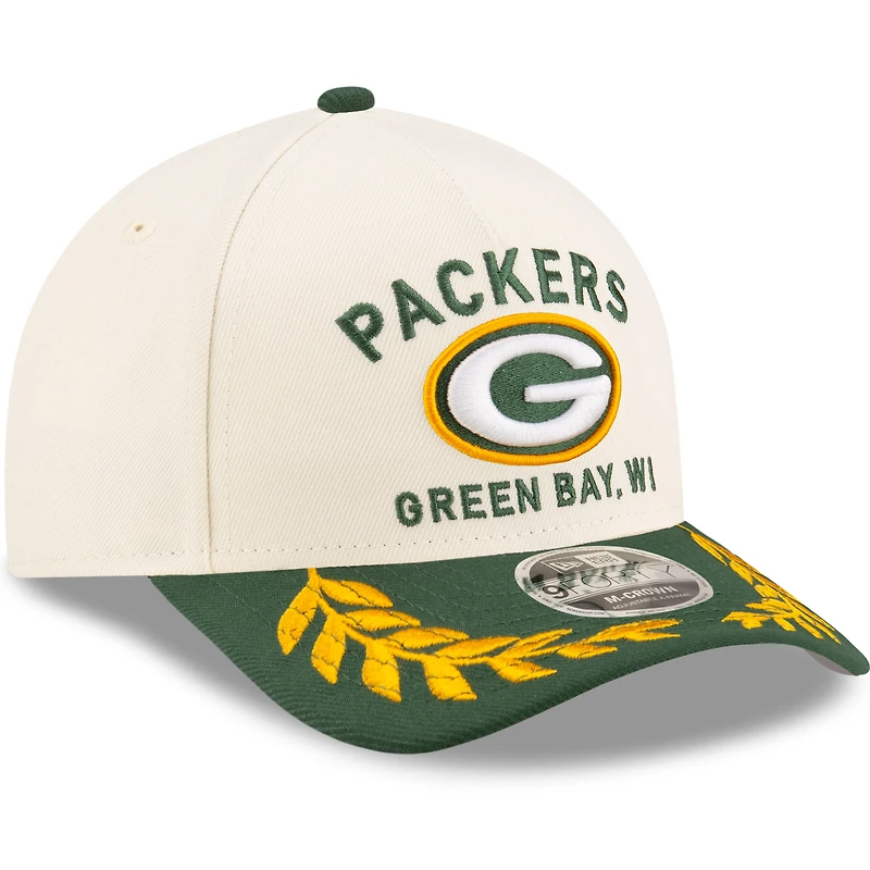 Casquette ajustable New Era 9FORTY M-Crown A-Frame pour homme, couleur crème/vert, des Packers de Green Bay, draft NFL 2025
