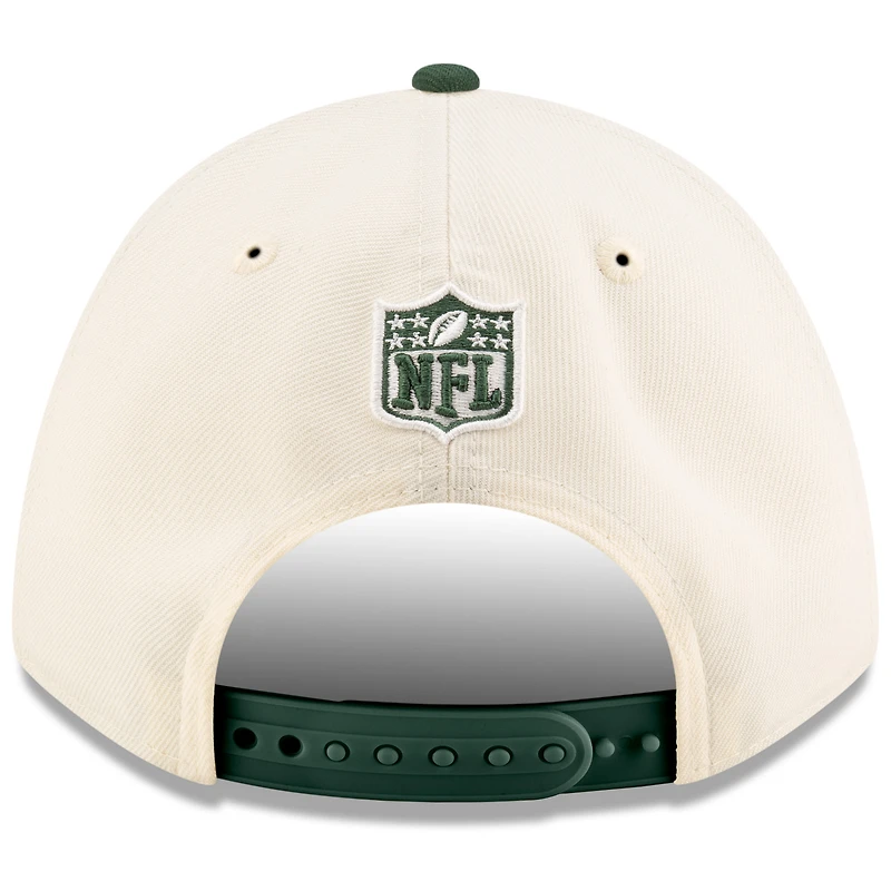 Casquette ajustable New Era 9FORTY M-Crown A-Frame pour homme, couleur crème/vert, des Packers de Green Bay, draft NFL 2025