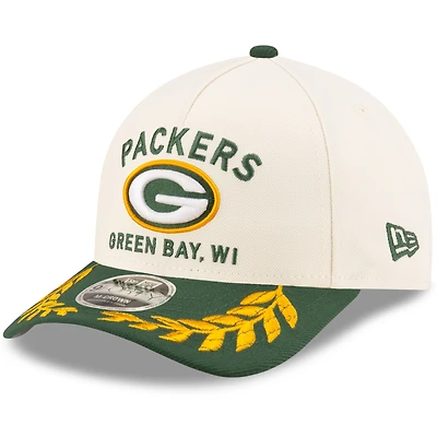 Men's New Era Cream/Green Green Bay Packers 2025 NFL Draft 9FORTY M-Crown A-Frame Adjustable Hat