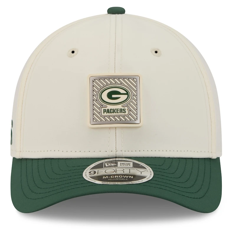 Casquette ajustable New Era crème/verte Green Bay Packers 2026 NFL Training Camp 9FORTY pour homme