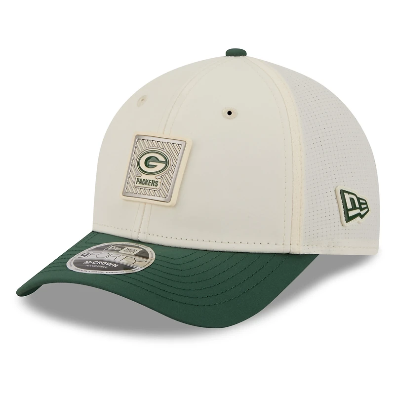Men's New Era Cream/Green Green Bay Packers 2026 NFL Training Camp 9FORTY Adjustable Hat
