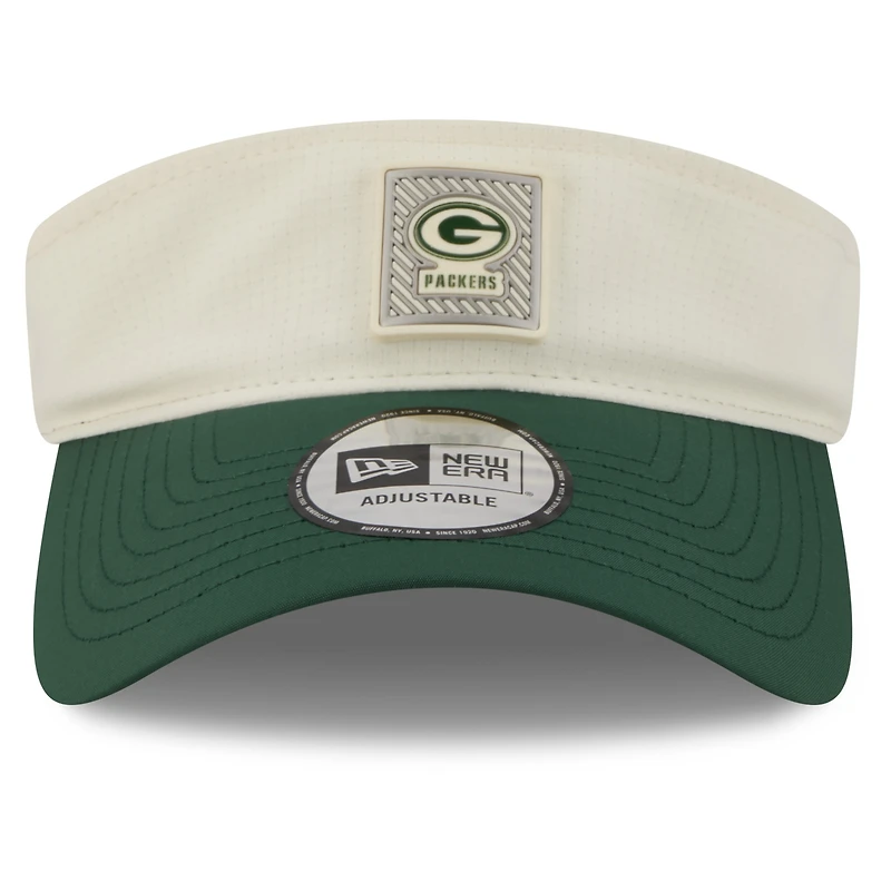 Men's New Era Cream/Green Green Bay Packers 2026 NFL Training Camp Adjustable Visor
