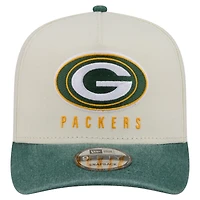 Men's New Era  Cream/Green Green Bay Packers Washed A-Frame 9FIFTY Snapback Hat