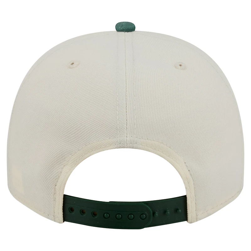 Men's New Era Cream/Green Green Bay Packers Washed A-Frame 9FIFTY Snapback Hat