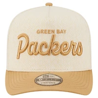 Men's New Era  Cream Green Bay Packers Herringbone 9FIFTY A-Frame Snapback Hat