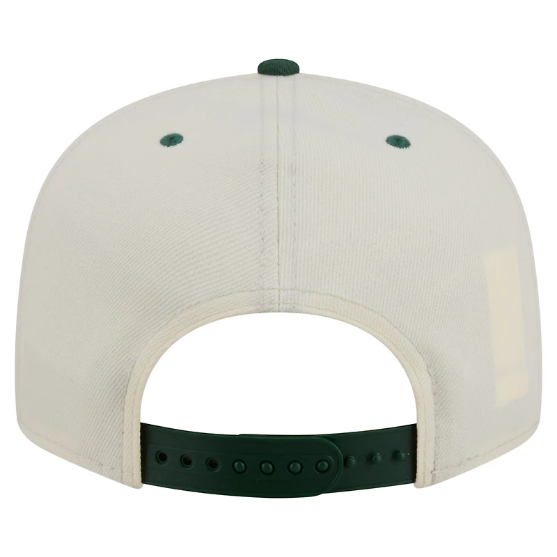 Men's New Era Cream Green Bay Packers Oversized Slogan 9FIFTY Snapback Hat