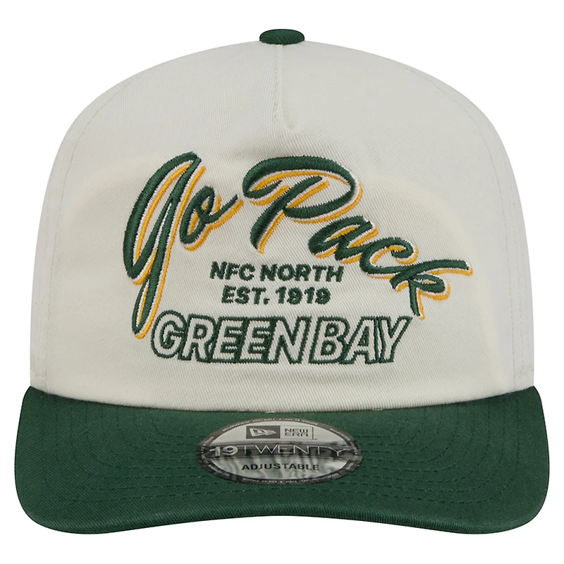 Men's New Era Cream Green Bay Packers Script 19TWENTY Adjustable Hat