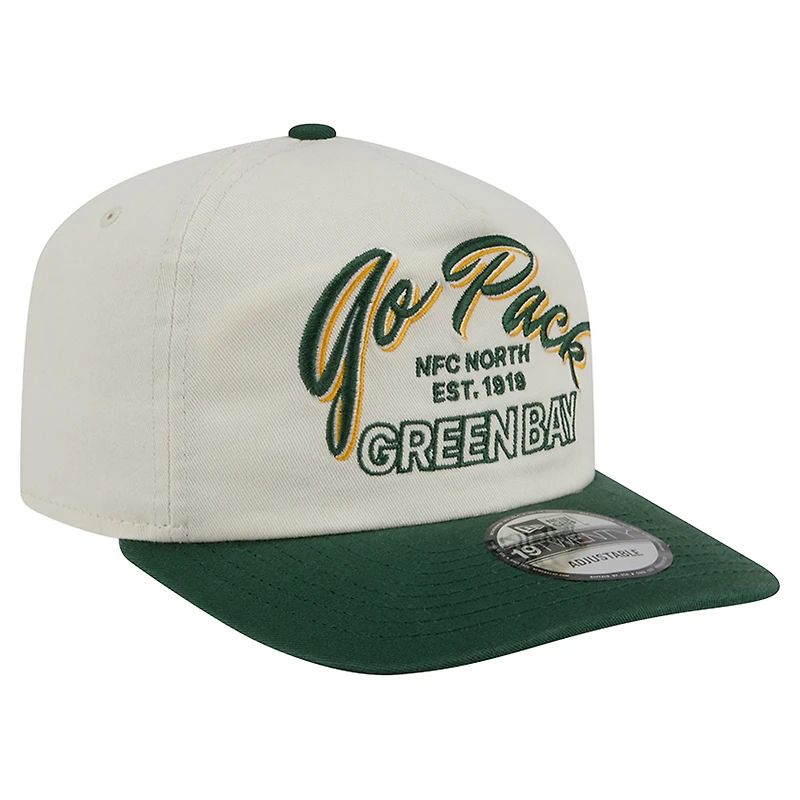 Men's New Era Cream Green Bay Packers Script 19TWENTY Adjustable Hat