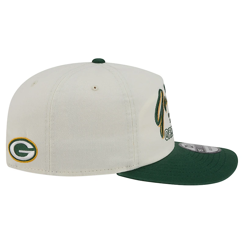Men's New Era Cream Green Bay Packers Script 19TWENTY Adjustable Hat