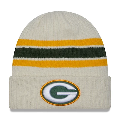 Bonnet en tricot à revers et rayures de l'équipe Green Bay Packers New Era pour hommes