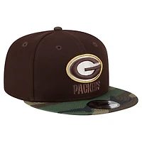 Men's New Era  Dark Brown Green Bay Packers Burnt Wood Camo 9FIFTY Snapback Hat