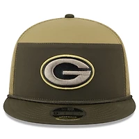 Men's New Era  Dark Green Green Bay Packers 2025 Salute to Service Split Panel 9FIFTY Snapback Hat