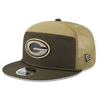 Men's New Era  Dark Green Green Bay Packers 2025 Salute to Service Split Panel 9FIFTY Snapback Hat