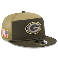 Men's New Era  Dark Green Green Bay Packers 2025 Salute to Service Split Panel 9FIFTY Snapback Hat
