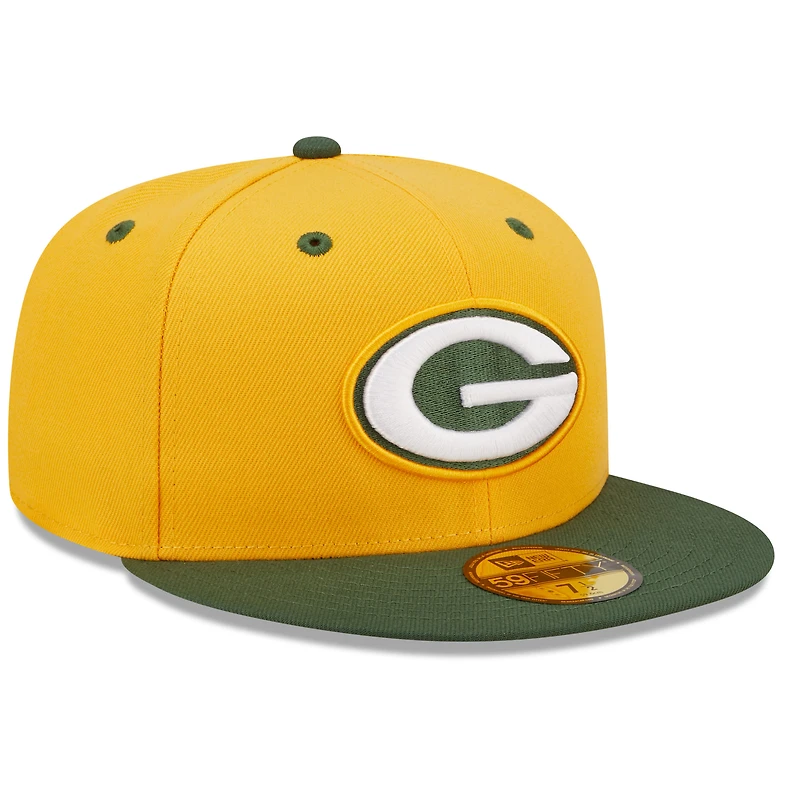 Men's New Era Gold/Green Green Bay Packers Flipside 2Tone 59FIFTY Fitted Hat
