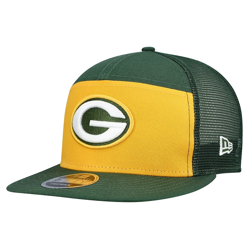 Men's New Era Gold/Green Green Bay Packers Outdoor Split Panel 9FIFTY Snapback Hat