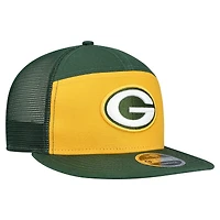 Casquette snapback 9FIFTY extérieure à panneau fendu New Era pour homme, couleur or/vert, des Green Bay Packers