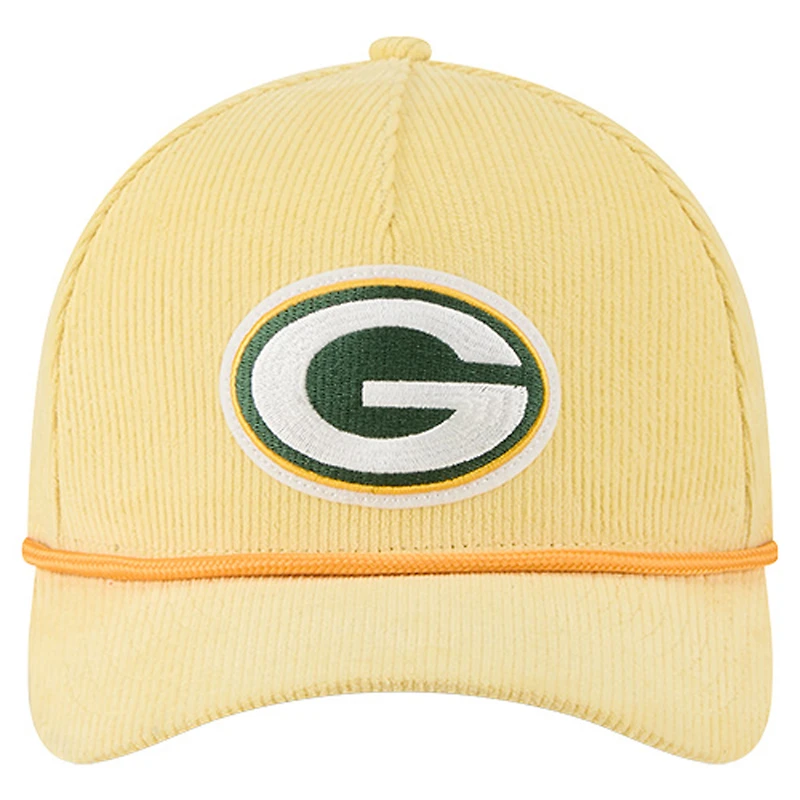 Men's New Era Gold Green Bay Packers Cord Corduroy 9FORTY A-Frame Adjustable Hat