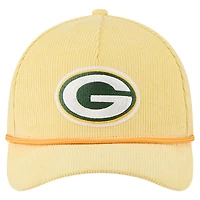 Men's New Era Gold Green Bay Packers Cord Corduroy 9FORTY A-Frame Adjustable Hat