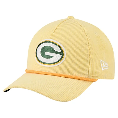 Casquette ajustable New Era 9FORTY A-Frame en velours côtelé doré pour homme des Green Bay Packers