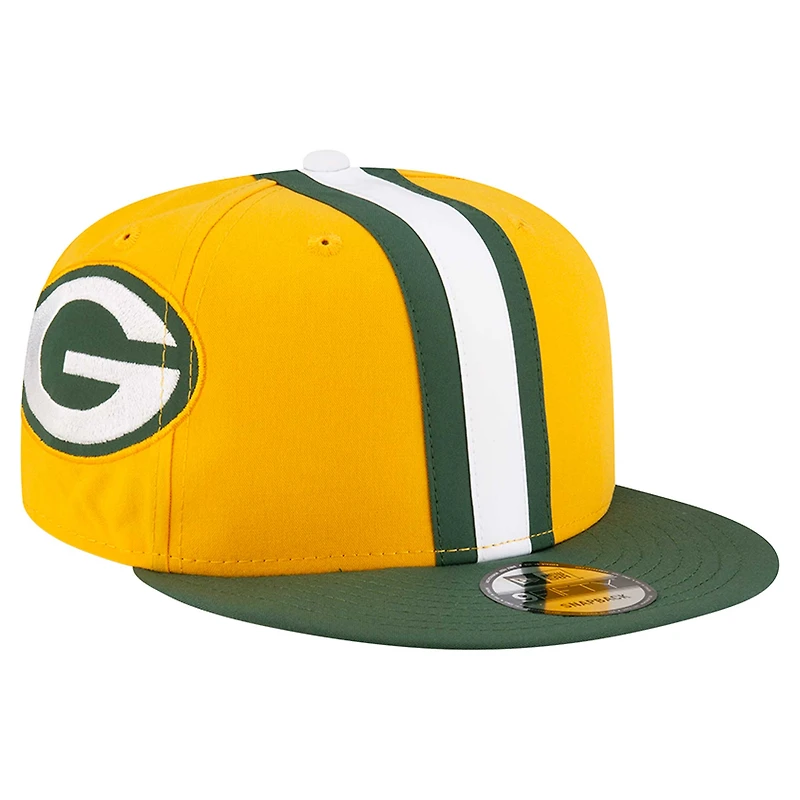 Men's New Era Gold Green Bay Packers  Helmet 9FIFTY Snapback Hat