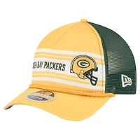 Casquette ajustable New Era Gold Green Bay Packers Linear A-Frame 9FORTY pour homme