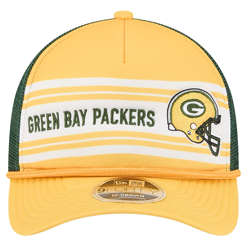 Casquette ajustable New Era Gold Green Bay Packers Linear A-Frame 9FORTY pour homme