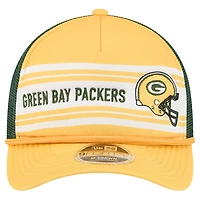 Casquette ajustable New Era Gold Green Bay Packers Linear A-Frame 9FORTY pour homme