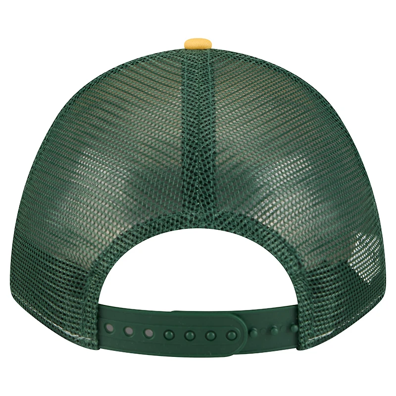 Casquette ajustable New Era Gold Green Bay Packers Linear A-Frame 9FORTY pour homme