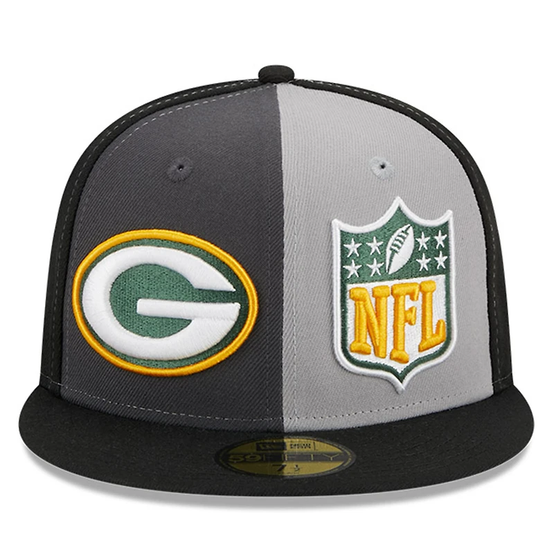 Casquette ajustée 59FIFTY Sideline des Green Bay Packers 2023 New Era pour homme, gris/noir
